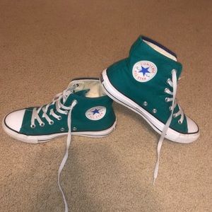 old school teal high top converse